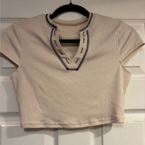 Cream Ribbed Women's Top